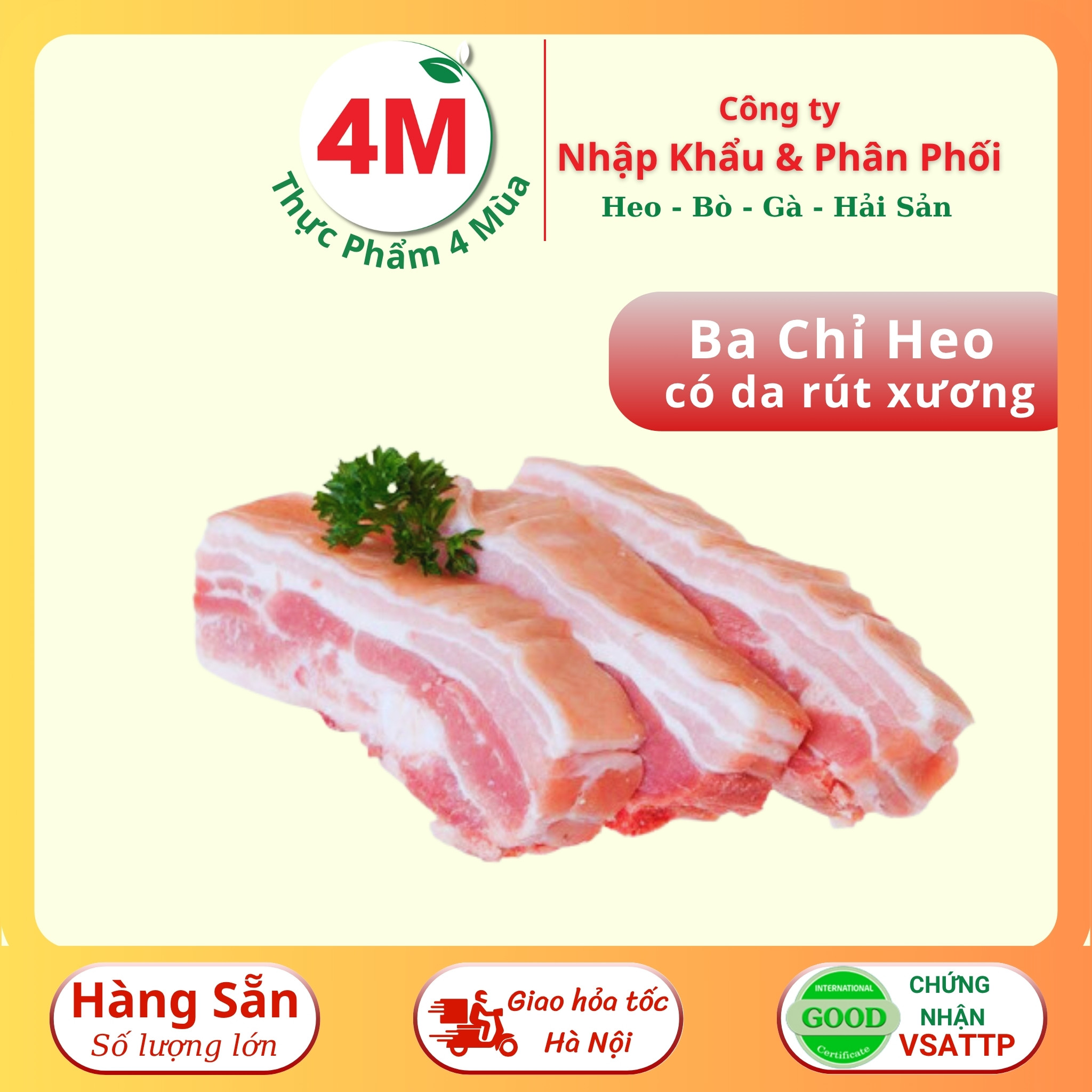 Ba Chỉ Heo Có Da Rút Xương